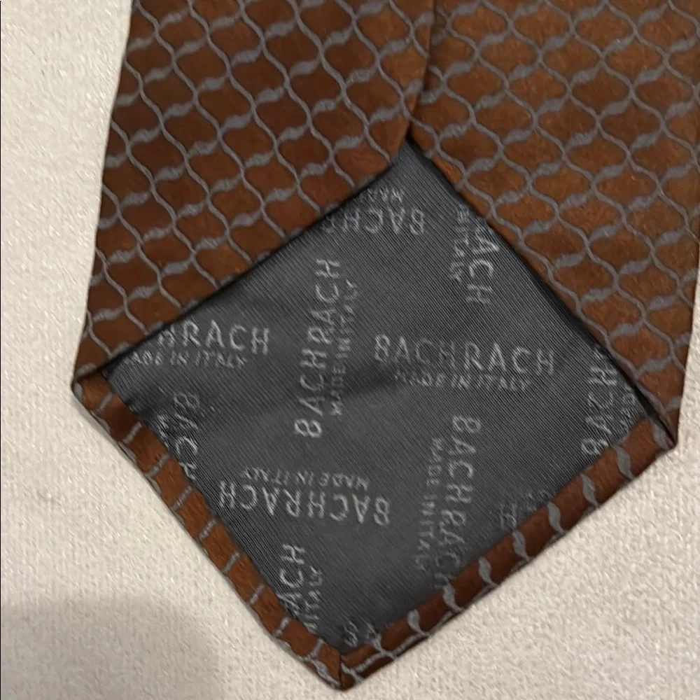 Bachrach Brown Textured Silk Tie made in‎ Italy